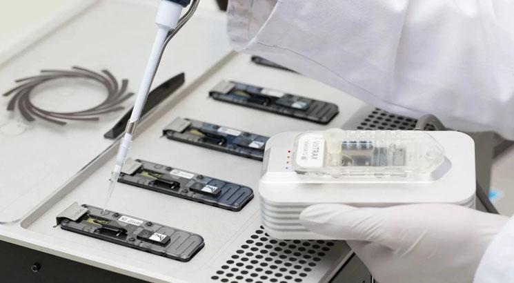 Close up of a technician working in a laboratory
