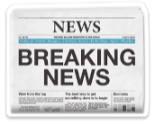 A newspaper with the headline, Breaking News on the front.