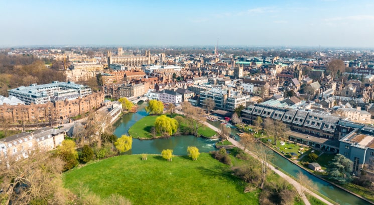 An aerial view of Cambridge