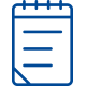 A note pad shown in blue